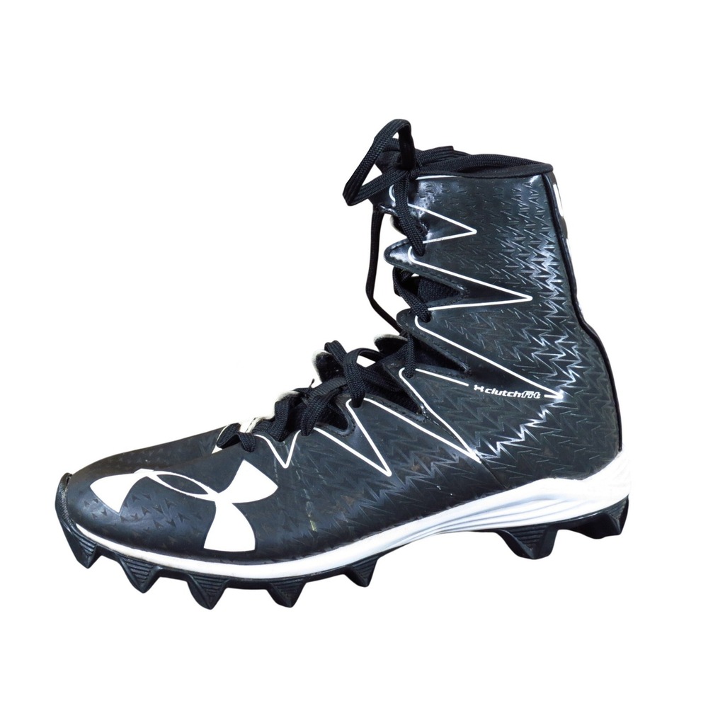 Under Armour Highlight ClutchFit Boy Football Cleats Sz 4.5 Athletic Black White